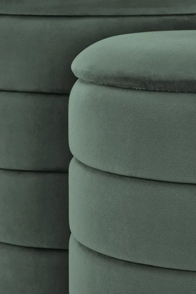 Zestaw puf PACHO VELVET zielone ze schowkiem okrągłe I sklep meblowy MIRAT.