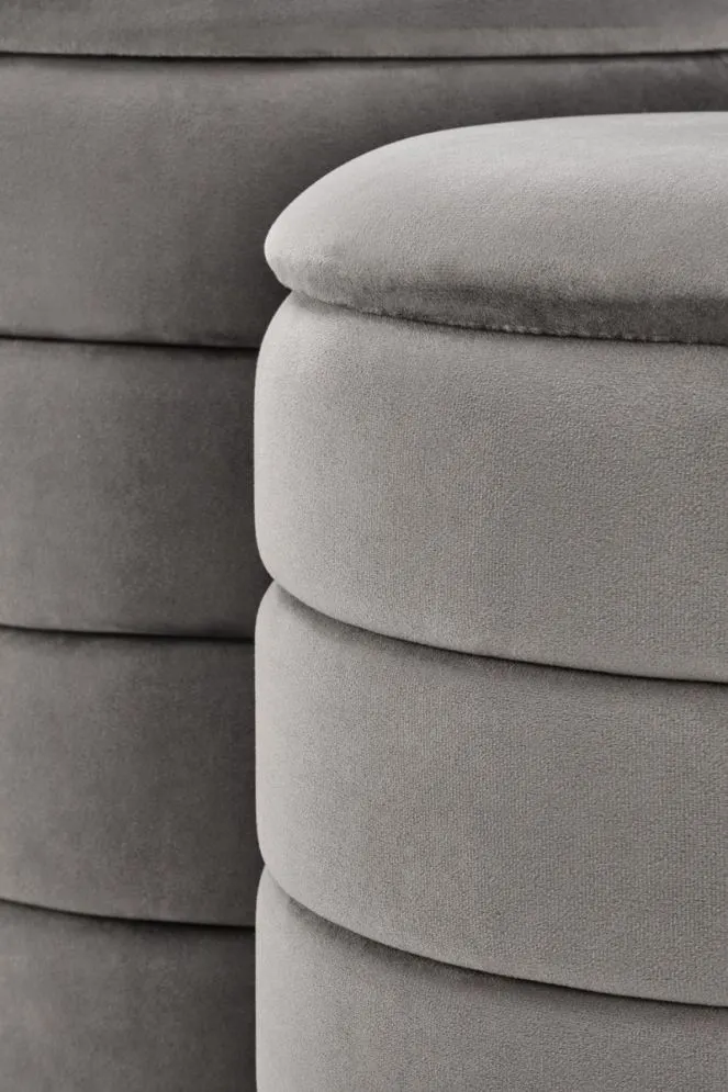 Zestaw puf PACHO VELVET szare ze schowkiem welurowe I sklep meblowy MIRAT.