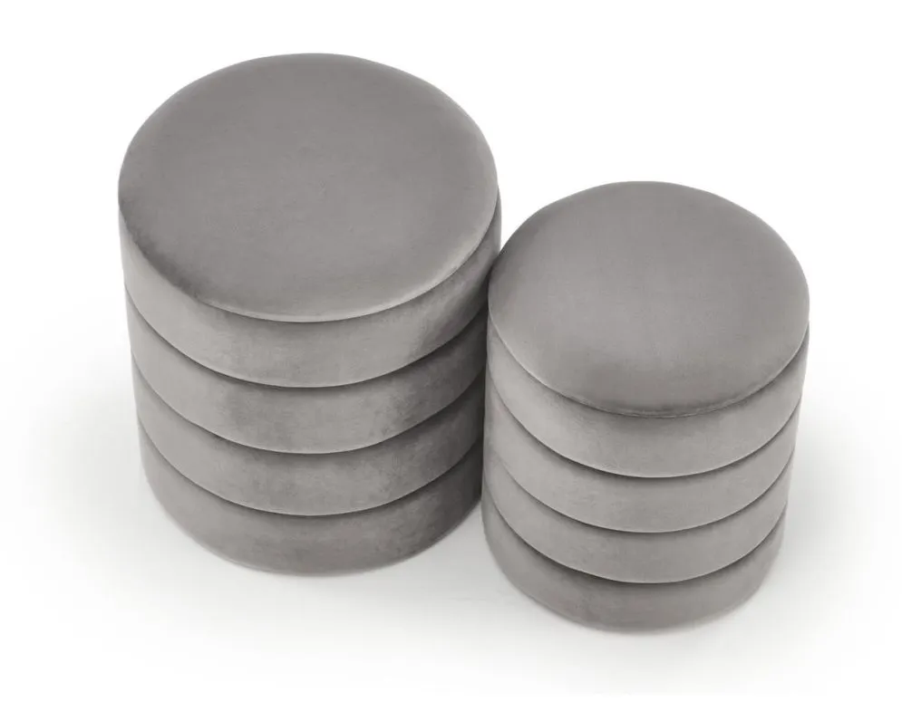 Zestaw puf PACHO VELVET szare ze schowkiem welurowe I sklep meblowy MIRAT.