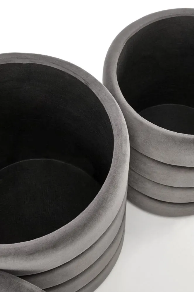 Zestaw puf PACHO VELVET szare ze schowkiem welurowe I sklep meblowy MIRAT.