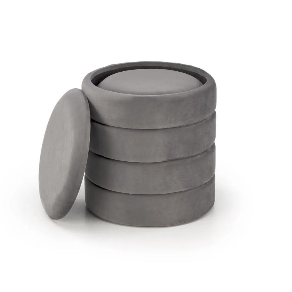 Zestaw puf PACHO VELVET szare ze schowkiem welurowe I sklep meblowy MIRAT.