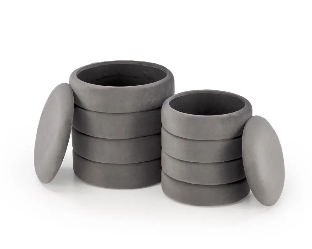 Zestaw puf PACHO VELVET szare ze schowkiem welurowe I sklep meblowy MIRAT.