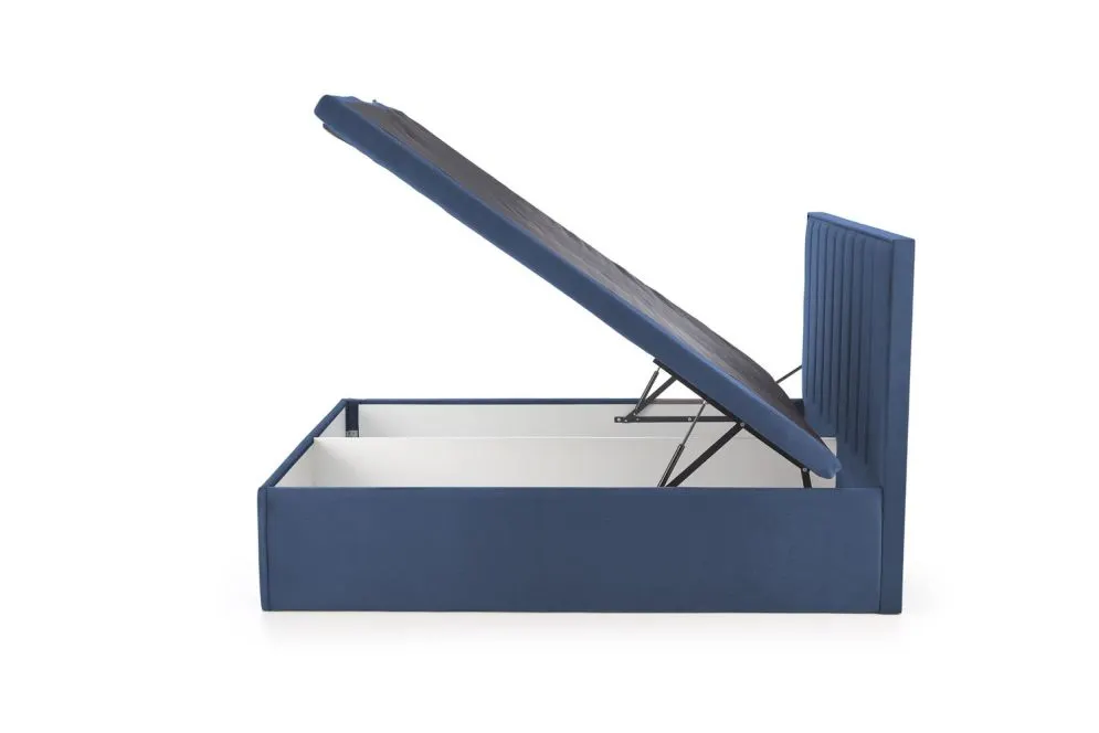 Łóżko kontynentalne ASENTO 160x200 granatowe tapicerowane I sklep meblowy MIRAT. styl GLAMOUR