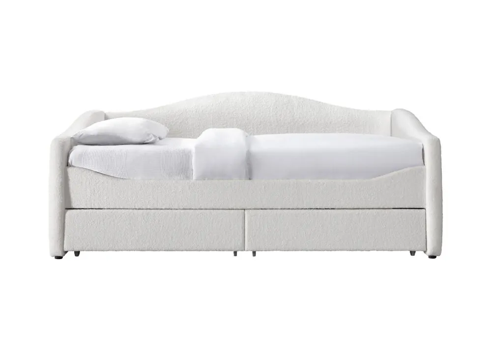 Łóżko tapicerowane CAYDENCE 90x200 kremowe pluszowe I sklep meblowy MIRAT.