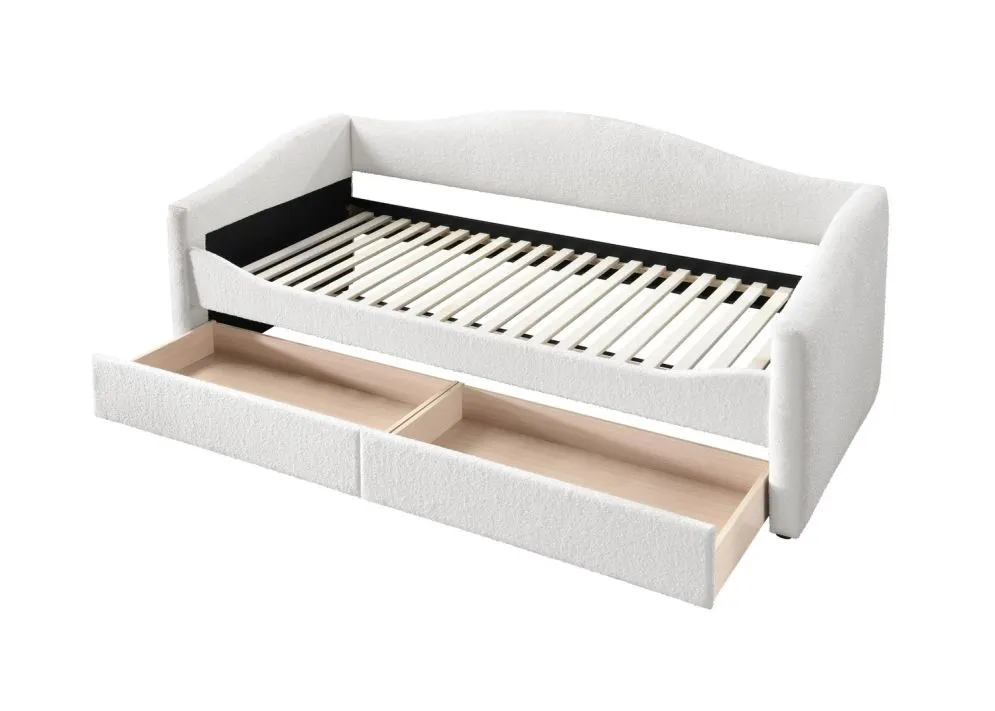 Łóżko tapicerowane CAYDENCE 90x200 kremowe pluszowe I sklep meblowy MIRAT.