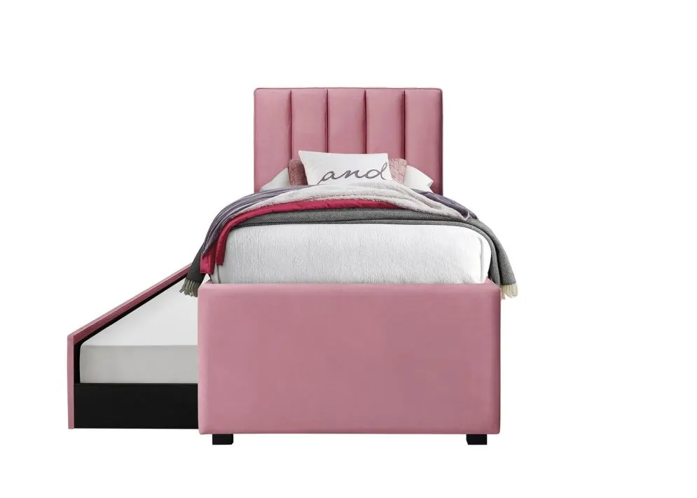 Łóżko tapicerowane RUSSO 90x200 różowe pikowane I sklep meblowy MIRAT.