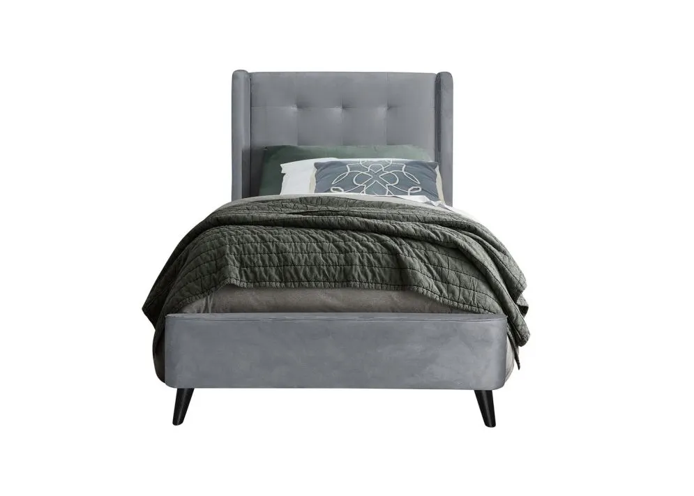 Łóżko tapicerowane ESTELLA 90x200 szare na drewnianych nogach I sklep meblowy MIRAT.