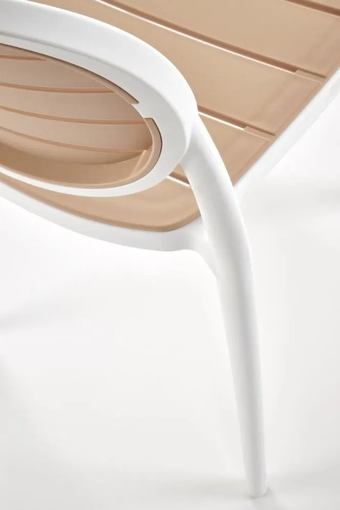 Krzesło K529 białe/beżowe z tworzywa sztucznego na balkon i do ogrodu I sklep meblowy MIRAT. styl SKANDYNAWSKI