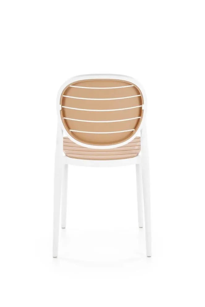 Krzesło K529 białe/beżowe z tworzywa sztucznego na balkon i do ogrodu I sklep meblowy MIRAT. styl SKANDYNAWSKI