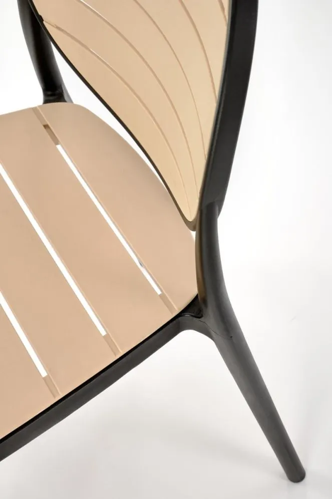 Krzesło K529 czarne/beżowe z polipropylenu do ogrodu I sklep meblowy MIRAT.