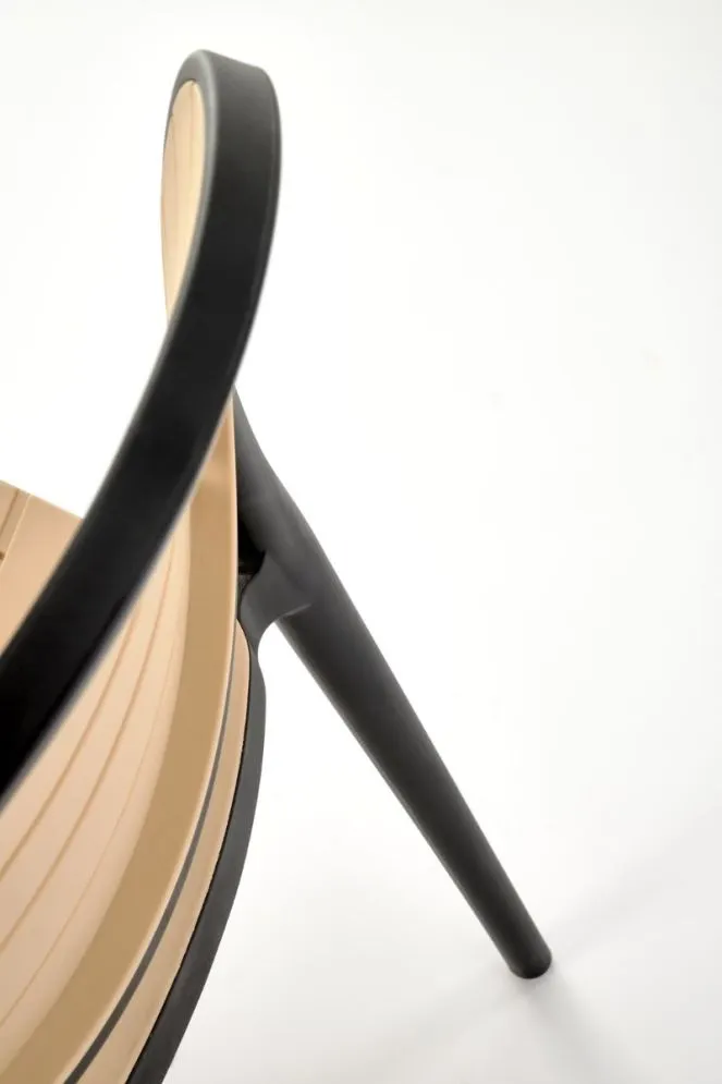 Krzesło K529 czarne/beżowe z polipropylenu do ogrodu I sklep meblowy MIRAT.