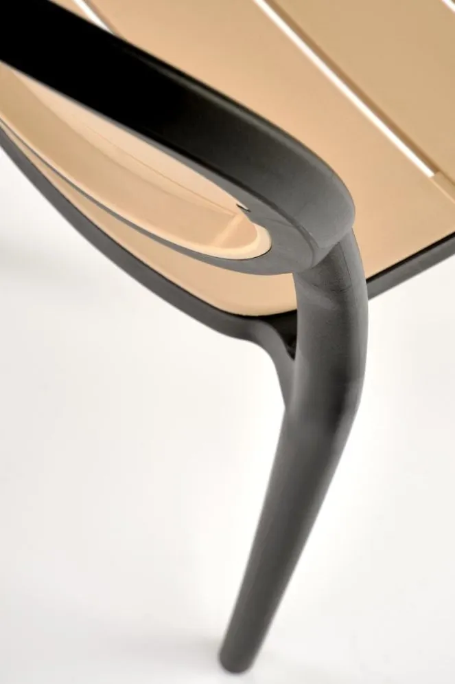 Krzesło K529 czarne/beżowe z polipropylenu do ogrodu I sklep meblowy MIRAT.