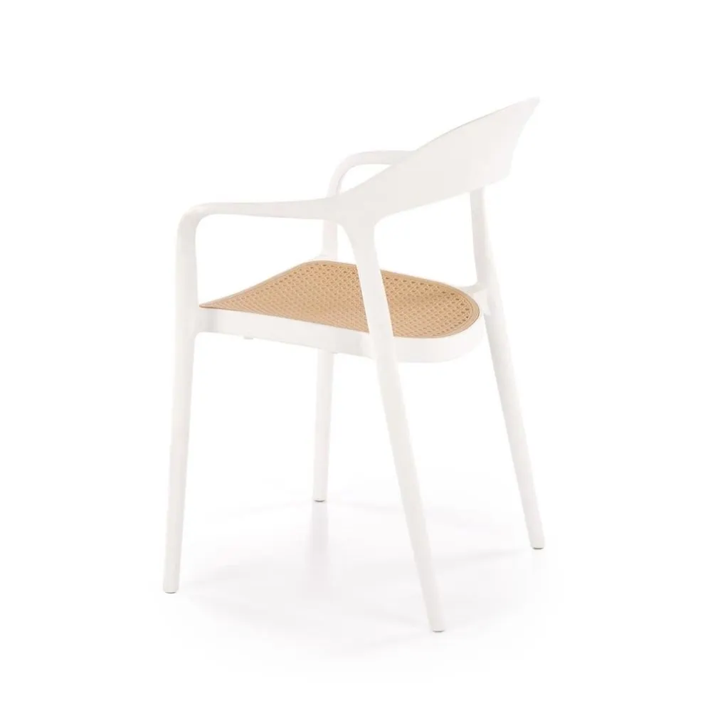Krzesło K530 białe/beżowe z tworzywa PVC na taras I sklep meblowy MIRAT. styl SKANDYNAWSKI