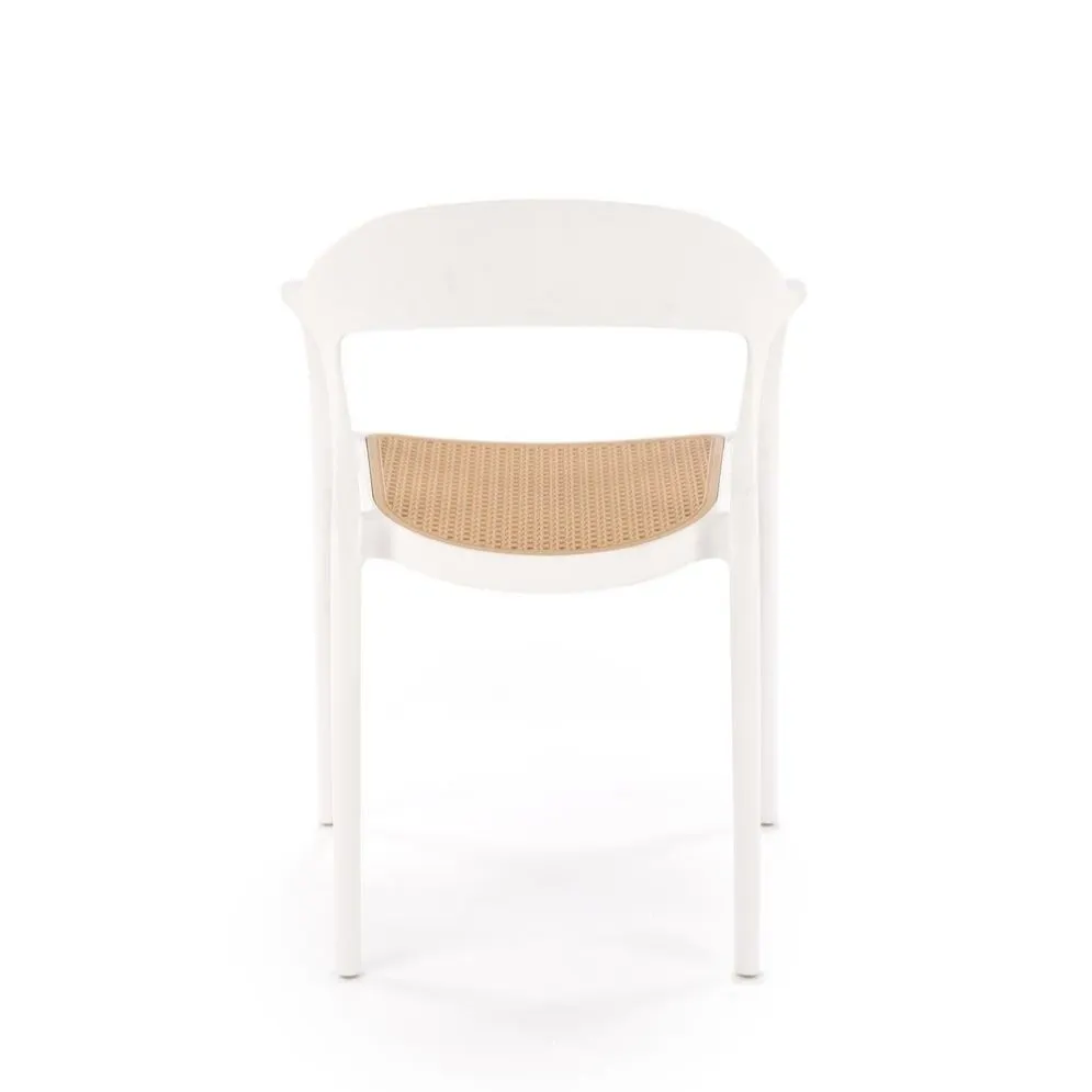 Krzesło K530 białe/beżowe z tworzywa PVC na taras I sklep meblowy MIRAT. styl SKANDYNAWSKI