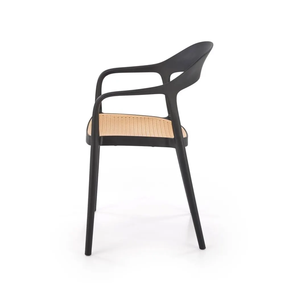 Krzesło K530 czarne/beżowe z tworzywa PVC do ogrodu I sklep meblowy MIRAT.