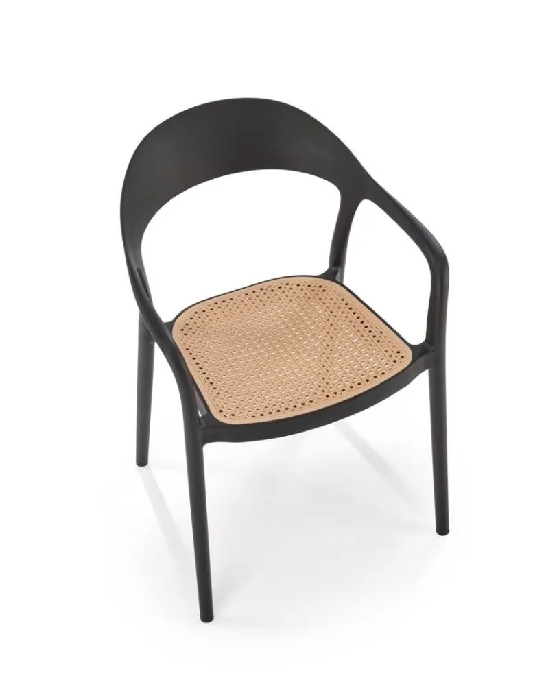 Krzesło K530 czarne/beżowe z tworzywa PVC do ogrodu I sklep meblowy MIRAT.