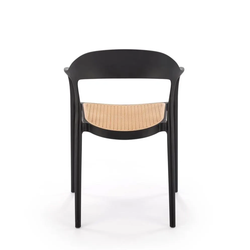 Krzesło K530 czarne/beżowe z tworzywa PVC do ogrodu I sklep meblowy MIRAT.