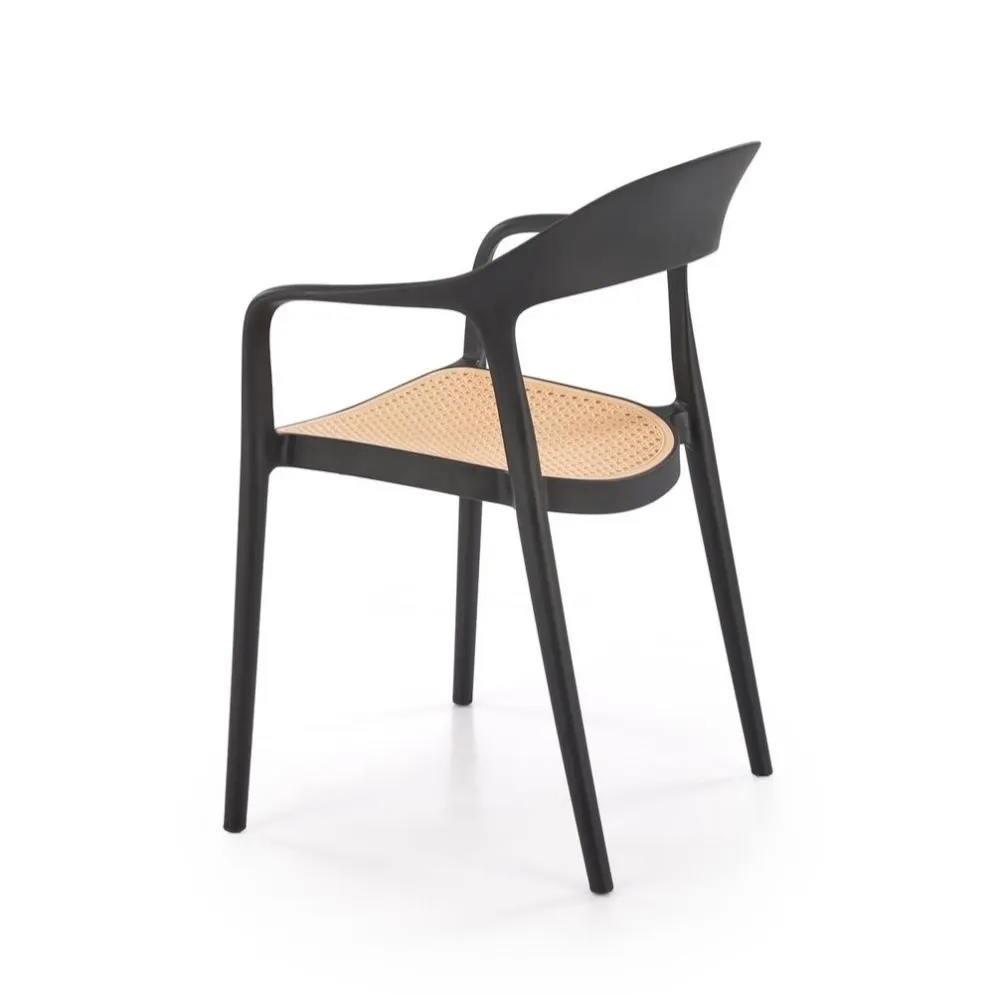 Krzesło K530 czarne/beżowe z tworzywa PVC do ogrodu I sklep meblowy MIRAT.