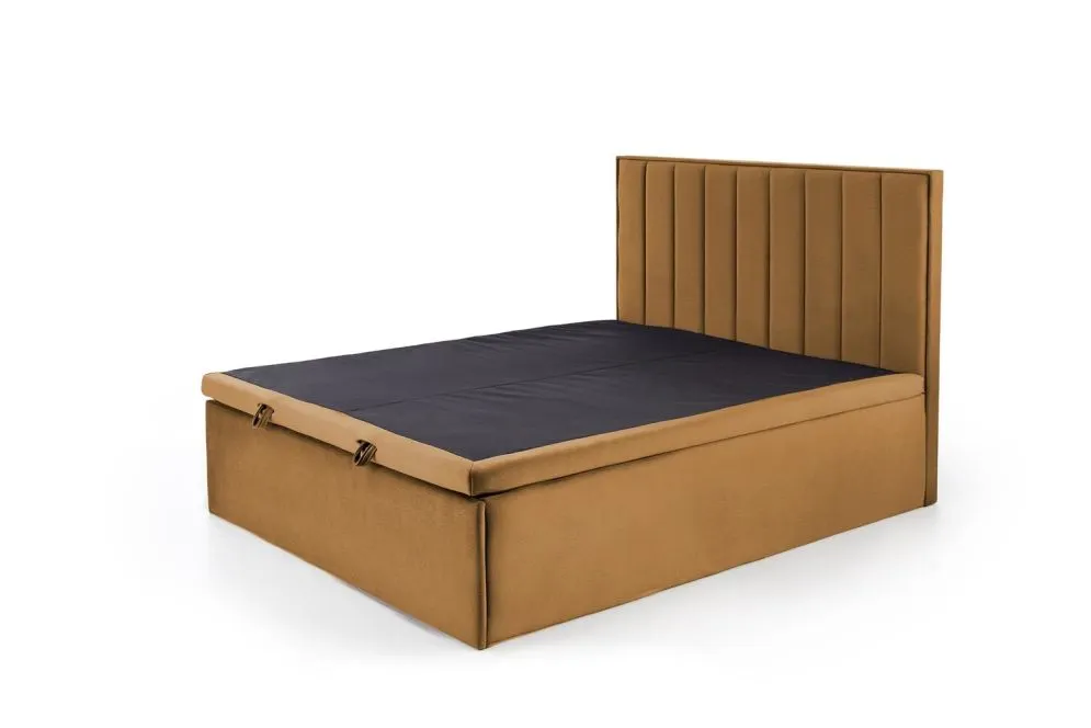 Łóżko kontynentalne ASENTO 160x200 musztardowe glamour I sklep meblowy MIRAT. styl GLAMOUR