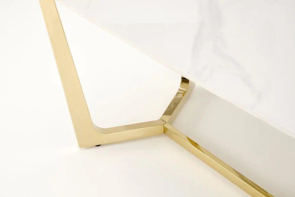 Stół CLEMENTE 160x90 biały marmur/złoty w stylu glamour I sklep meblowy MIRAT. styl GLAMOUR