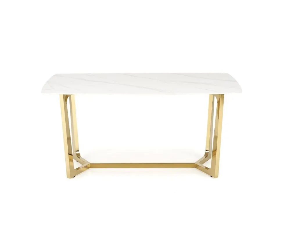 Stół CLEMENTE 160x90 biały marmur/złoty w stylu glamour I sklep meblowy MIRAT. styl GLAMOUR