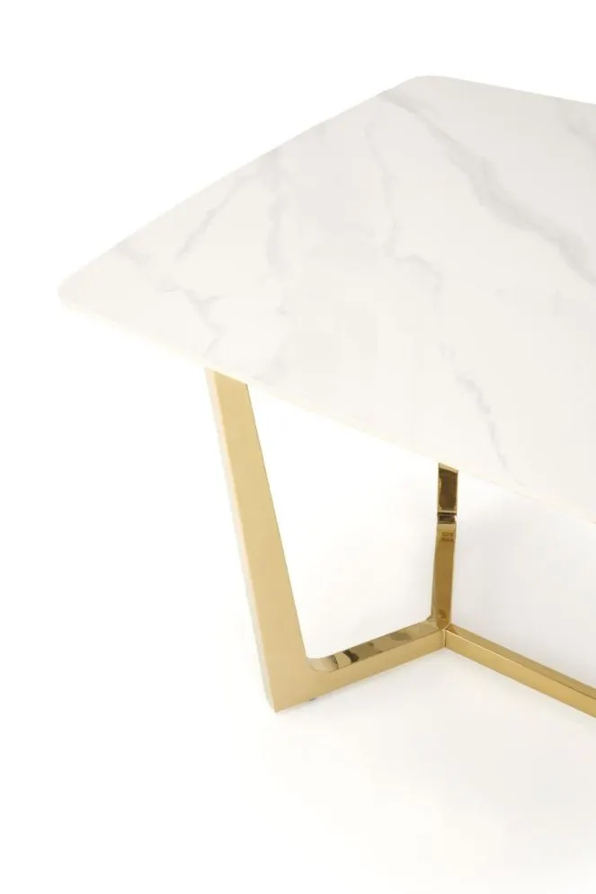 Stół CLEMENTE 160x90 biały marmur/złoty w stylu glamour I sklep meblowy MIRAT. styl GLAMOUR
