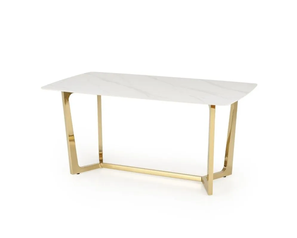 Stół CLEMENTE 160x90 biały marmur/złoty w stylu glamour I sklep meblowy MIRAT. styl GLAMOUR