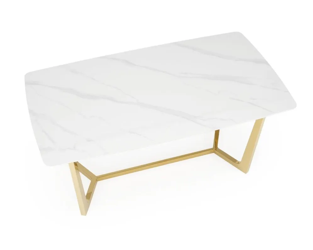 Stół CLEMENTE 160x90 biały marmur/złoty w stylu glamour I sklep meblowy MIRAT. styl GLAMOUR