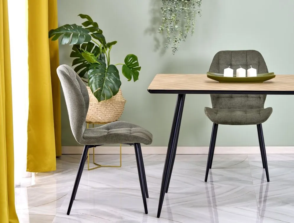 Stół BERTO 120x80 dąb naturalny/czarny w jodełkę I sklep meblowy MIRAT.