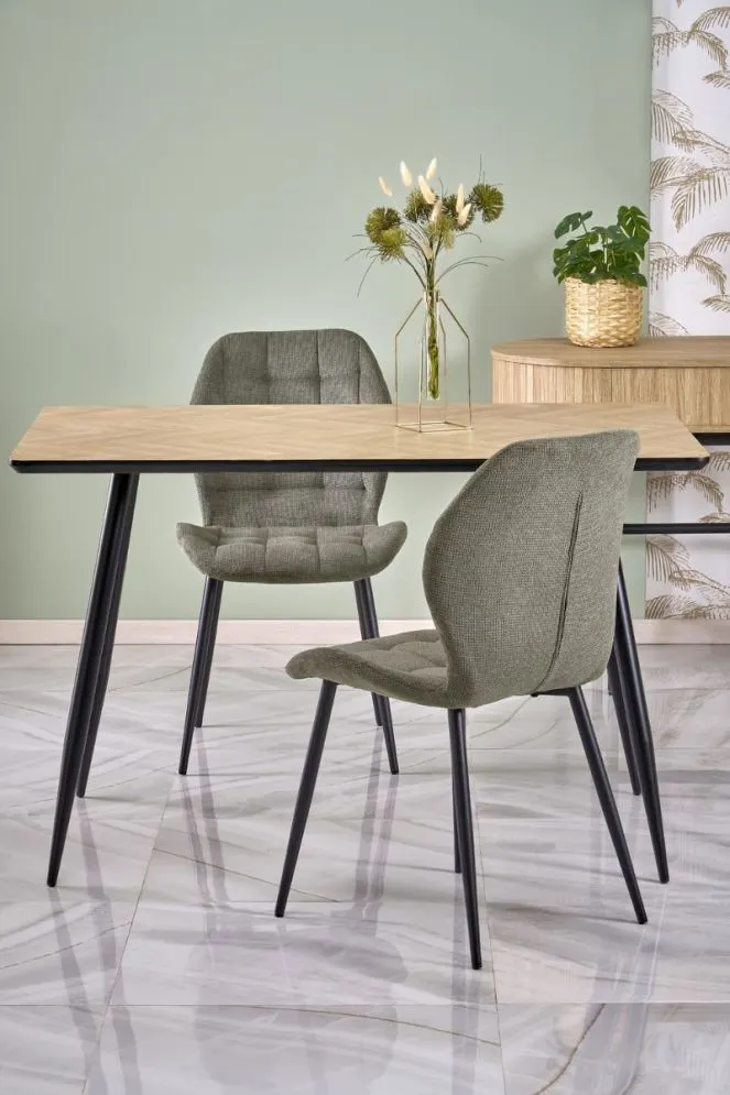 Stół BERTO 120x80 dąb naturalny/czarny w jodełkę I sklep meblowy MIRAT.