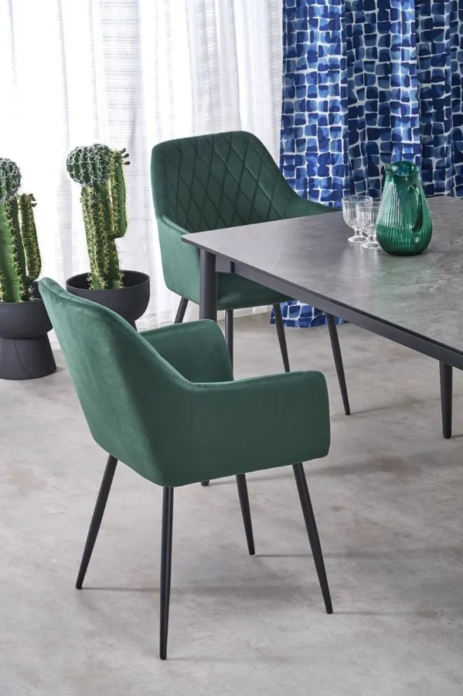 Stół rozkładany CHARLES 180(260)x90 szary marmur/czarny 10-osobowy I sklep meblowy MIRAT. styl LOFT