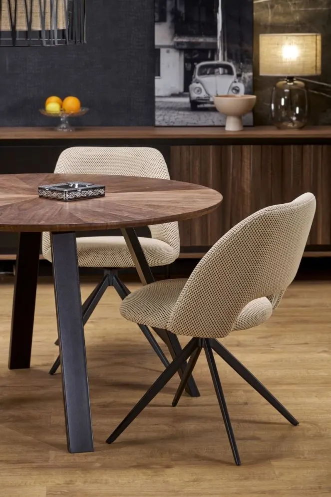 Stół okrągły DANILO 120x120 orzechowy/czarny nierozkładany I sklep meblowy MIRAT. styl LOFT