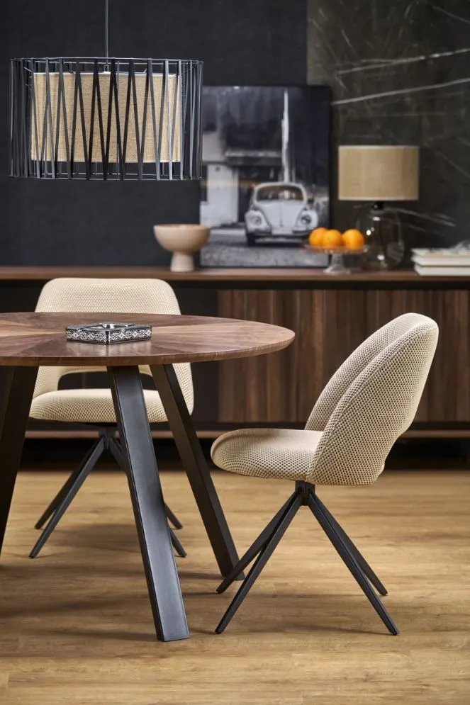 Stół okrągły DANILO 120x120 orzechowy/czarny nierozkładany I sklep meblowy MIRAT. styl LOFT