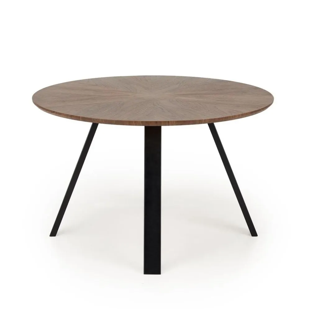 Stół okrągły DANILO 120x120 orzechowy/czarny nierozkładany I sklep meblowy MIRAT. styl LOFT