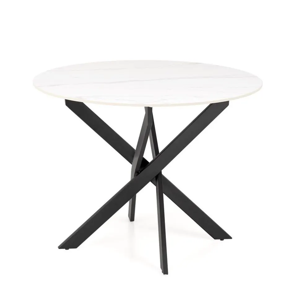 Stół okrągły EDGAR 2 100x100 biały marmur/czarny nierozkładany I sklep meblowy MIRAT. styl GLAMOUR, LOFT