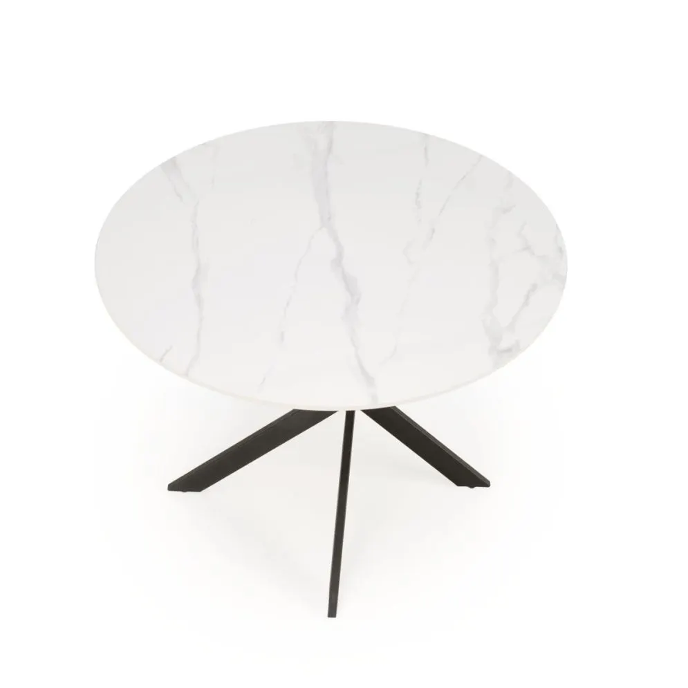 Stół okrągły EDGAR 2 100x100 biały marmur/czarny nierozkładany I sklep meblowy MIRAT. styl GLAMOUR, LOFT