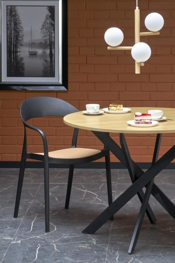 Stół okrągły EDGAR 100x100 dąb złoty/czarny loftowy I sklep meblowy MIRAT. styl LOFT