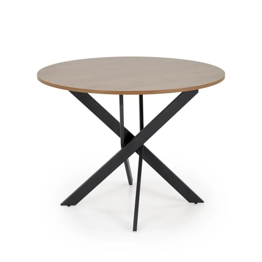 Stół okrągły EDGAR 100x100 orzech/czarny na krzyżowej podstawie I sklep meblowy MIRAT. styl LOFT