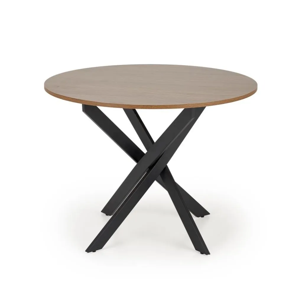 Stół okrągły EDGAR 100x100 orzech/czarny na krzyżowej podstawie I sklep meblowy MIRAT. styl LOFT
