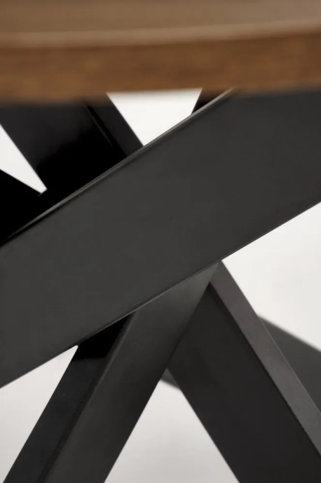 Stół okrągły EDGAR 100x100 orzech/czarny na krzyżowej podstawie I sklep meblowy MIRAT. styl LOFT