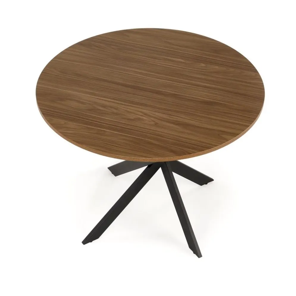 Stół okrągły EDGAR 100x100 orzech/czarny na krzyżowej podstawie I sklep meblowy MIRAT. styl LOFT