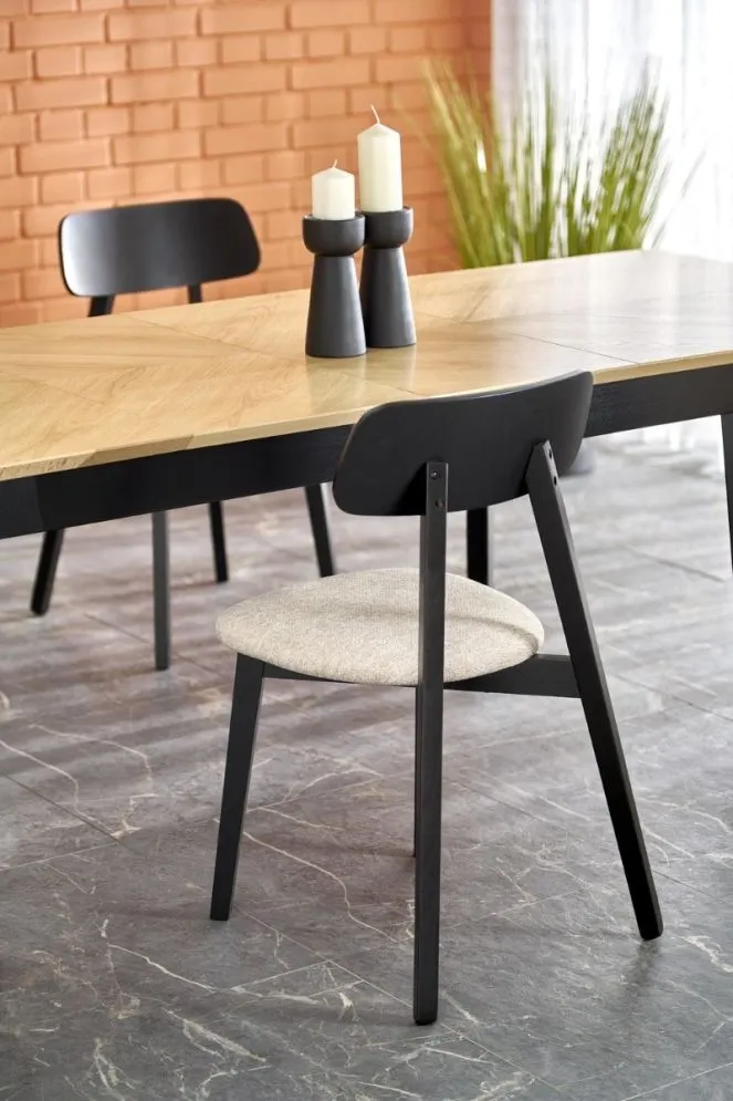 Stół rozkładany EDMONDO 160(240)x90 dąb/czarny na drewnianych nogach I sklep meblowy MIRAT. styl SKANDYNAWSKI