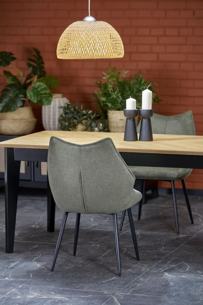 Stół rozkładany EDMONDO 160(240)x90 dąb/czarny na drewnianych nogach I sklep meblowy MIRAT. styl SKANDYNAWSKI