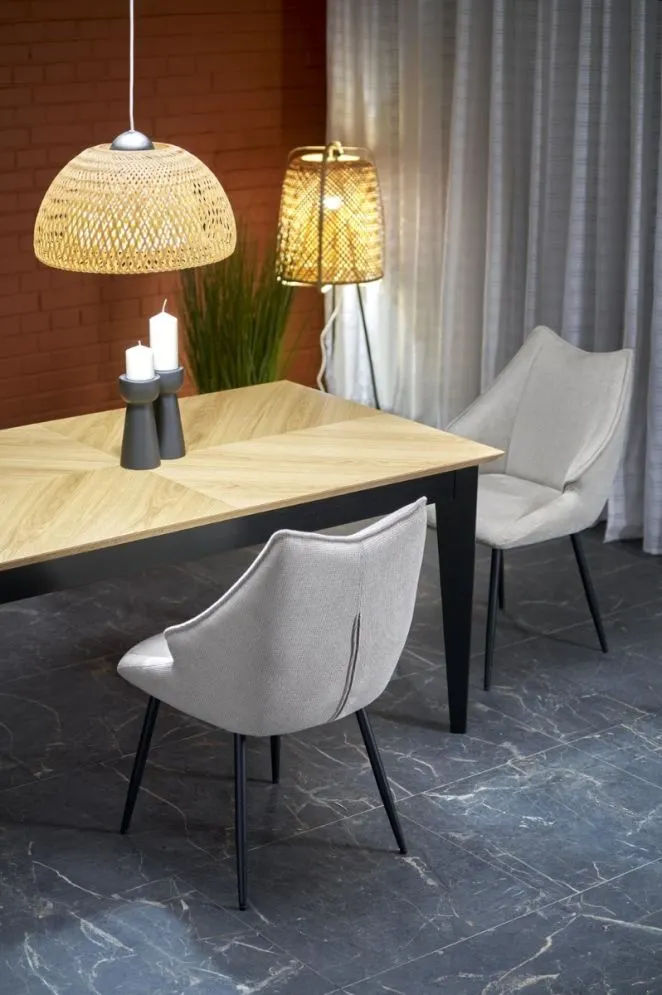 Stół rozkładany EDMONDO 160(240)x90 dąb/czarny na drewnianych nogach I sklep meblowy MIRAT. styl SKANDYNAWSKI