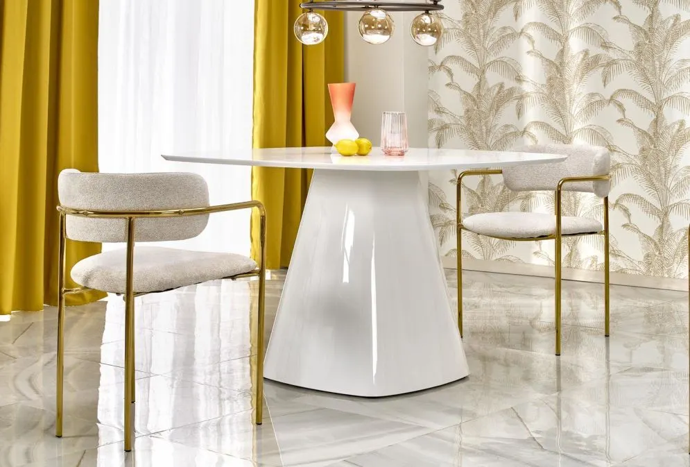 Stół FLAVIO 120x120 biały/biały połysk kwadratowy I sklep meblowy MIRAT.