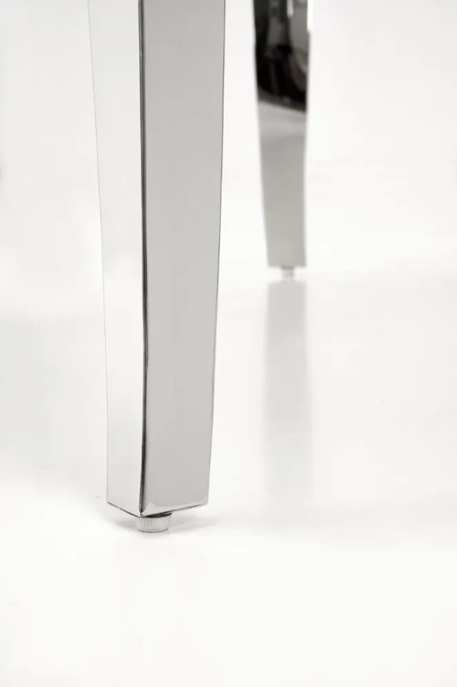 Stół okrągły REGINALD 120x120 biały marmur/srebrny gięte nogi I sklep meblowy MIRAT. styl GLAMOUR