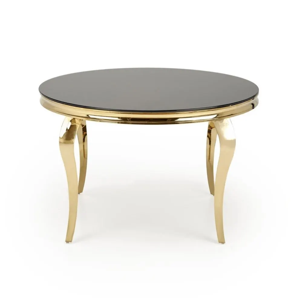 Stół okrągły REGINALD 2 120x120 czarny/złoty w stylu ludwikowskim I sklep meblowy MIRAT. styl GLAMOUR