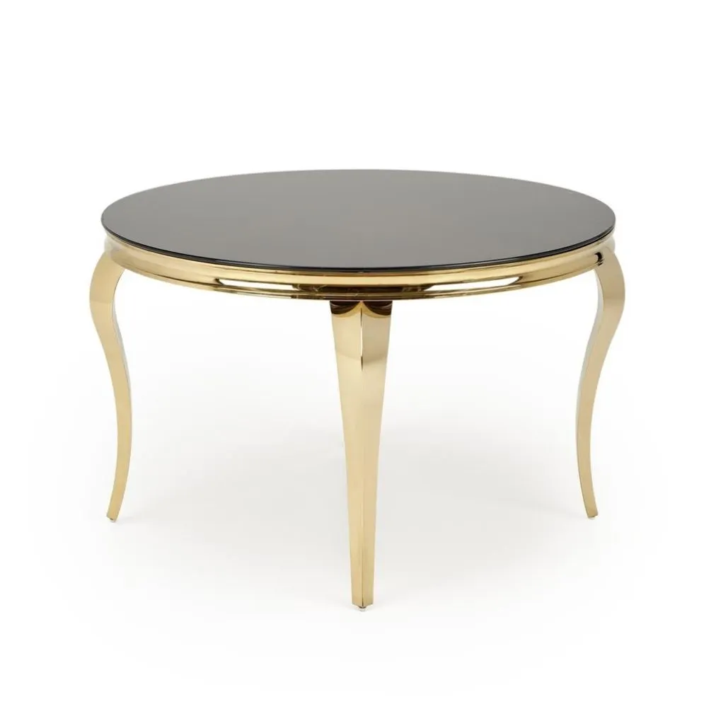Stół okrągły REGINALD 2 120x120 czarny/złoty w stylu ludwikowskim I sklep meblowy MIRAT. styl GLAMOUR