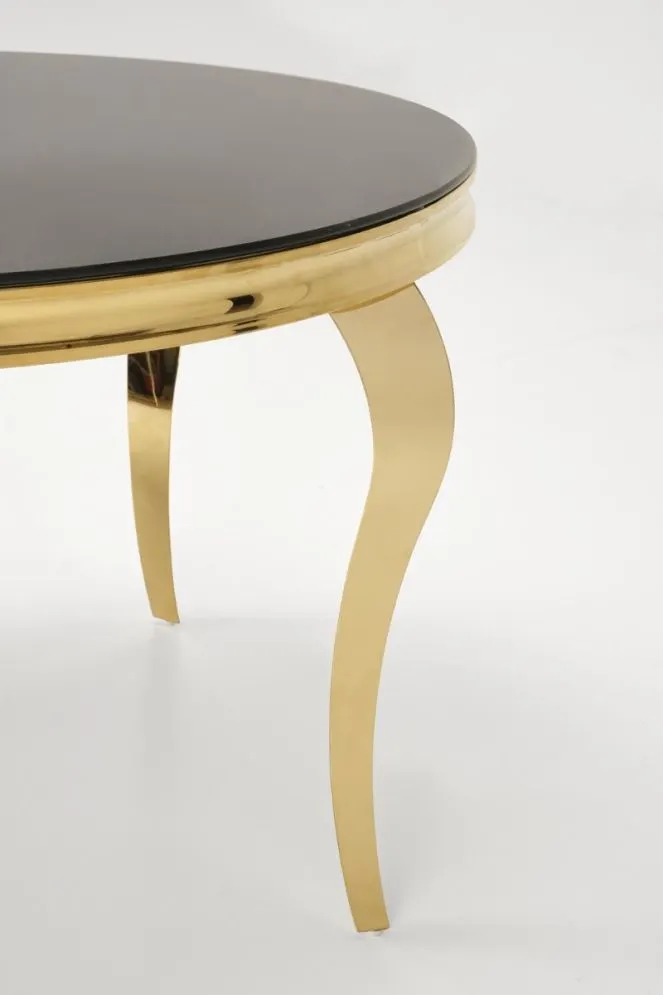 Stół okrągły REGINALD 2 120x120 czarny/złoty w stylu ludwikowskim I sklep meblowy MIRAT. styl GLAMOUR