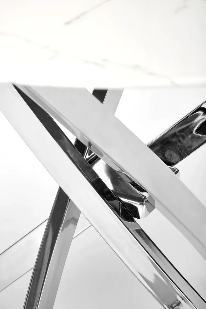 Stół RAYMOND 3 100x100 biały marmur/srebrny okrągły I sklep meblowy MIRAT. styl GLAMOUR